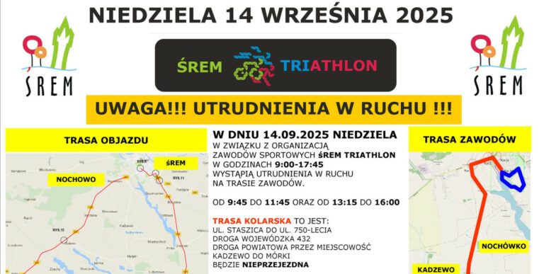 Śrem Triathlon 2025: objazdy i zamknięcia